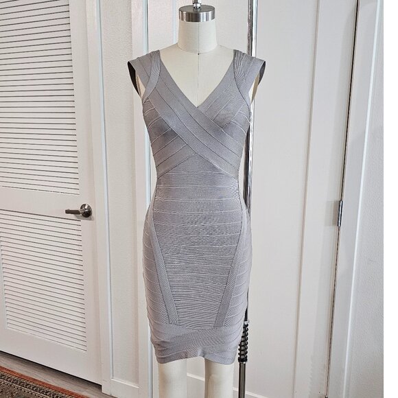 Herve Leger by Max Azria Grey Bandage Cocktail Dress in size XS - Picture 2 of 8